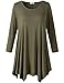 LARACE Women Plus Size 3/4 Sleeve Tunic Tops Loose Basic Shirt (2X, Army Green)