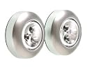 2 Adhesive Bright White Silver LED Push Light , Silver