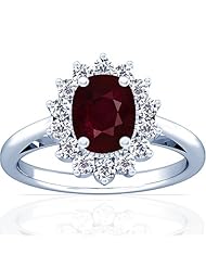 18K White Gold Cushion Cut Ruby Ring With Sidestones (GIA Certificate)