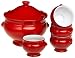 Emile Henry Couleurs 5-Piece Lion's Head Soup Tureen Set, Red