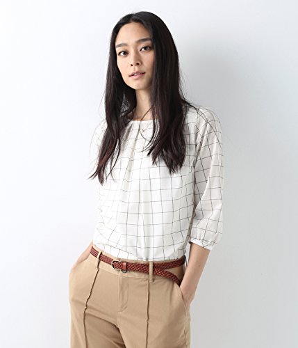 NEWYORKER（ニューヨーカー）ウィンドウペイン柄 タック七分袖ブラウス