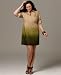 J Jones New York Plus Size Dress, Rolled Sleeve Linen Ombre