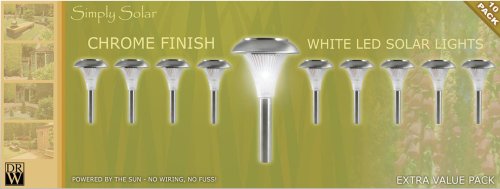 10 PREMIUM STAINLESS STEEL GARDEN SOLAR LIGHTS
