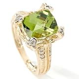 14K Rose or Yellow Gold Aquamarine, Morganite or Peridot & Diamond Ring