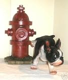 Peeing Pissing Boston Terrier With Large Fire Hydrant Lawn Garden Decor Dog Statue Indoor Outdoor