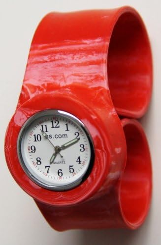 Silicone Slap On Watch - Red Marble - Large
