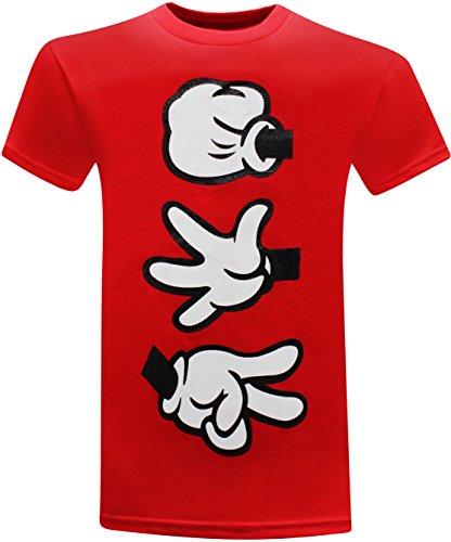 Rock Paper Scissors Cartoon Hands Men's T-Shirt - (Red) - XL