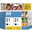 HP 21 Black Ink Cartridge in Retail Packaging, Twin Pack