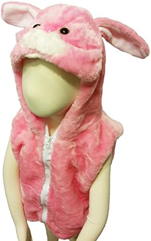 Fashion Vest with Animal Hoodie for Kids - Dress Up Costume - Pretend Play (Small, Bunny)
