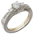 14Kt White Gold Diamond Chic Ring Guard Enhancer (Center ring is not included)