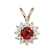 14K Yellow Gold Ruby and Diamond Pendant