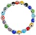 "Evil Eye" Stretchy Glass Bracelet with Crystals - 9mm
