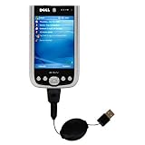 Gomadic for the Dell Axim x51 - Retractable USB Cable for the Dell Axim x51 with Power Hot Sync and Charge capabilities - Gomadic Brand w/ TipExchange Technology