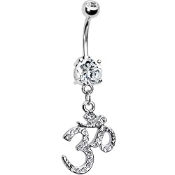 Cubic Zirconia Ohm Symbol Belly Ring