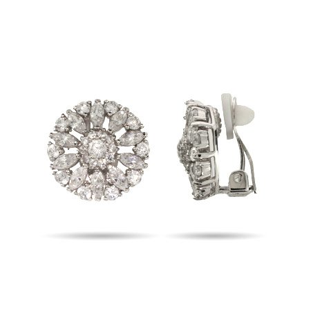 Sparkling Sterling Silver CZ Clip-On Earrings