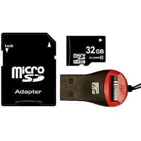 32GB 32G Class 10 MicroSDHC High Speed Memory Card 32 GB High Speed Micro SDHC with SD adapter & USB Card Reader