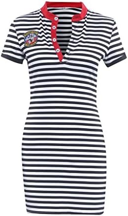 ZHU Women Short Sleeve Striped T-Shirt Long Tops Clubwear Bodycon Party Dress Szie 4