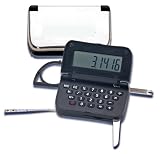 Mini Pocket Office Tool with Tape Measure, 3X Magnifier, Calculator, File, Staple Remover & Box Opener