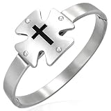 New Stainless Steel Hinged Bangle With Cross Design, Length 21cms.