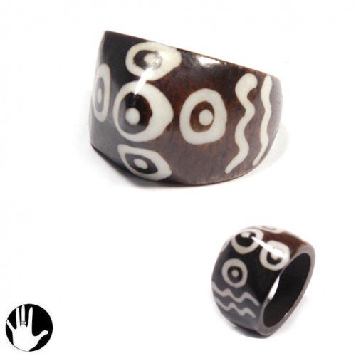 SG Paris WOMEN RING SIZE RING 54/56/58 BONE BROWN COMBINATION MIXED NATURAL MATERIAL