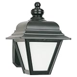 Sea Gull Lighting 8972PBLE-12 Single-Light Bancroft Fluorescent Wall Lantern with Smooth White Glass, Black