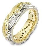 8mm 60 Diamond Titanium & 14 Karat Yellow Gold Wedding Band