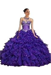 Sexy Sweetheart Organza/Tulle Sequined Crystal Lace-Up  Pleated  Floor Length  Ball Gown Evening Dress/Prom Dress/Quinceanera Dress  With Ruffles
