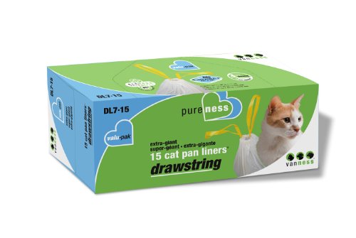 Van Ness DL715 PureNess Extra Giant Drawstring Cat Pan Liner, 15-Count