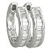 14K White Gold Channel Set Baguette Cut Round Diamond Hoop Earrings (0.24 ctw, G-H, SI1)