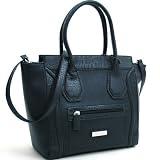 Dasein Large Studded Tote W/ Croco Trim And Detachable Shoulder Strap Black Package