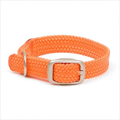 Mendota Double-braid Junior Collar 9/16 Inch W Up To 12 Inch - Orange / Brushed Nickel Hardware