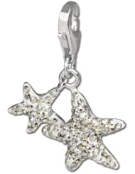SilberDream Glitter Charm Swarowski Elements starfish AURORA, 925 Sterling Silver Charms Pendant with Lobster Clasp for Charms Bracelet, Necklace or Earring GSC102