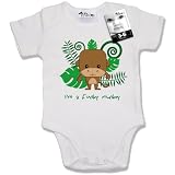 Dirty Fingers Ð I’m a funky monkey (cute animal illustration) Ð Baby & Toddler Short Sleeve Bodysuit, 3-6 months, White: baby clothes monkey
