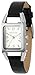 Anne Klein Women's 107437SVBK Silver-Tone Casual Black Leather Strap Watch