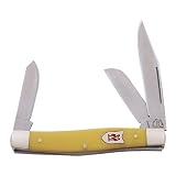 Kissing Crane Knives 3329 Medium Stockman Pocket Knife with Yellow Composition Handles