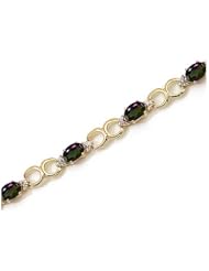 10K Yellow Gold Oval Mystic Topaz and Diamond Bracelet by Jewelry Mountain