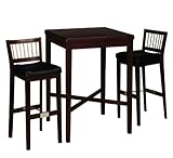 3pc Bar Table and Stools with Metal Stretcher Set in Cherry Finish
