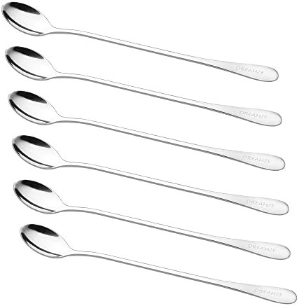 DREAMZE 9-inch Long Handle Iced Tea Spoon Coffee Mixing Spoon Ice Cream Spoon Stainless Steel Cocktail Stirring Spoons, Set of 6