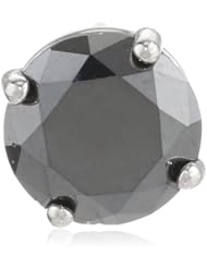 14k White Gold Black Diamond Single Stud Earring (1/2 cttw)