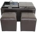Global Distinctions 3-Piece Storage Ottoman Set with Tray Tables, Brown