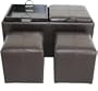 Global Distinctions 3-Piece Storage Ottoman Set with Tray Tables, Dark Brown