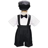 Boys Boutique Formal Wear - Boys 4pc Suspender Short and Hat Suits set - Available in Black or White Infant Baby Boy's and Toddler Boys available - TOP QUALITY
