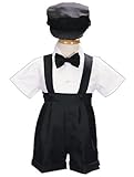 Best Deals Boys Boutique Formal Wear - Boys 4pc Suspender Short and Hat Suits set - Available in Black or White! Infant Baby Boy's and Toddler Boys available - TOP QUALITY! Online