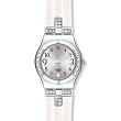 Swatch Women's WHITE COLLECTION YLS430 Leather Quartz Watch with Silver Dial