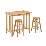 Mission Breakfast Bar with Stools - Wood Top