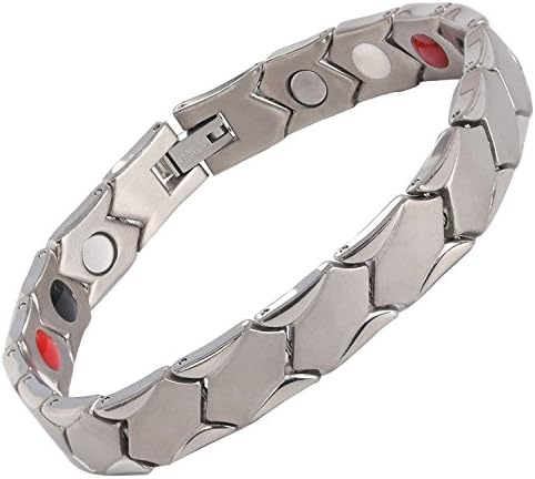 Starista Jewelry Unisex Sleek Design Titanium Magnetic Bracelet Negative Ion Germanium Balance Wristband (Silver)