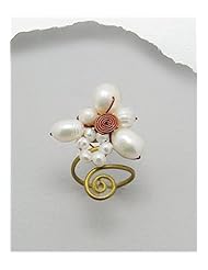 White (Natural) Fresh Water Pearls Ring In Brass