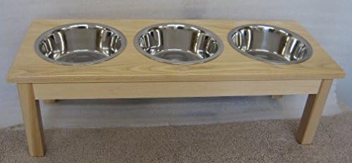Classic Pet Beds 3-Bowl Traditional Style 2-Quart Ash Pet Diner, Medium, Natural