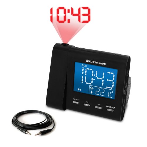 Electrohome EAAC600 AM FM Projection Clock Radio with Dual Alarm Auto