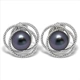 Spiral Trixy Black Body Color Akoya Cultured Pearl Earring